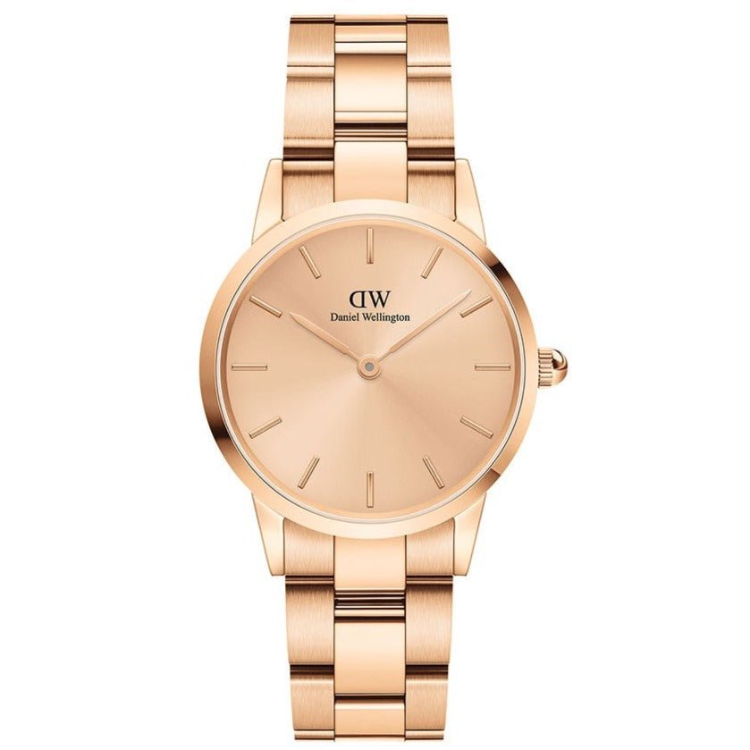 Daniel Wellington Ladies Rose Gold Iconic Link Unitone Watch Dw00100401 -korean beauty