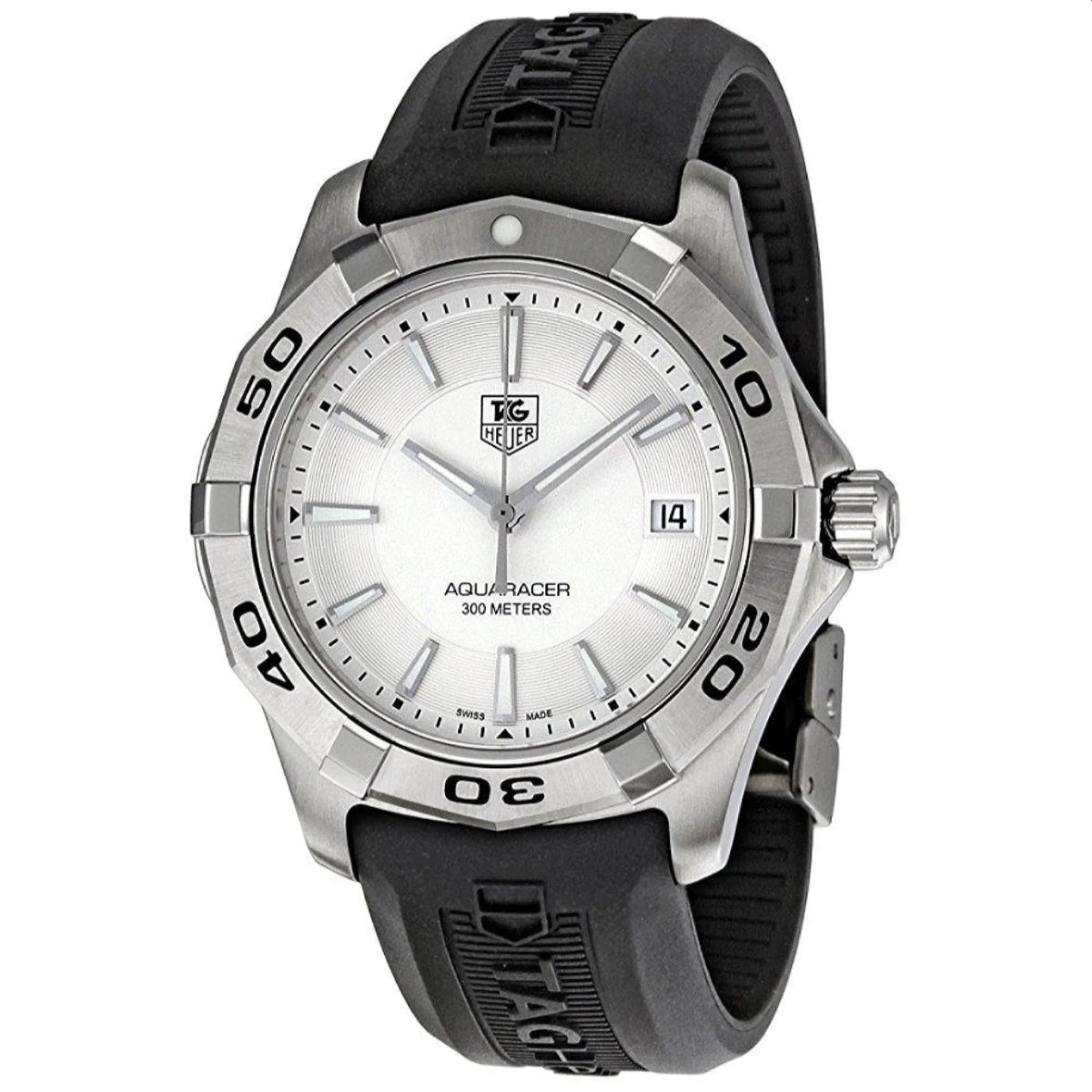 Tag Heuer Aquaracer Caliber 5 White Dial Black Rubber Strap Watch For Men Way2111 Ft8021 -korean beauty