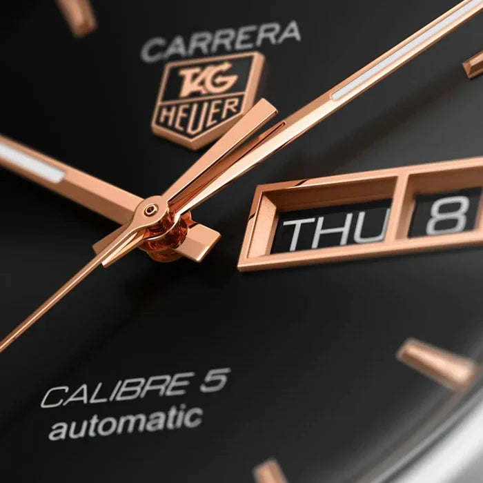 Tag Heuer Carrera Automatic Black Dial Brown Leather Strap Watch For Men War201c Fc6291 -korean beauty