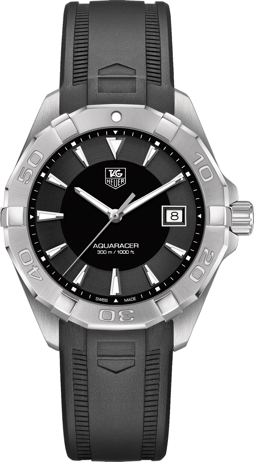 Tag Heuer Aquaracer Caliber 5 Automatic Black Dial Black Rubber Strap Watch For Men Way2113 Ft8021 -korean beauty