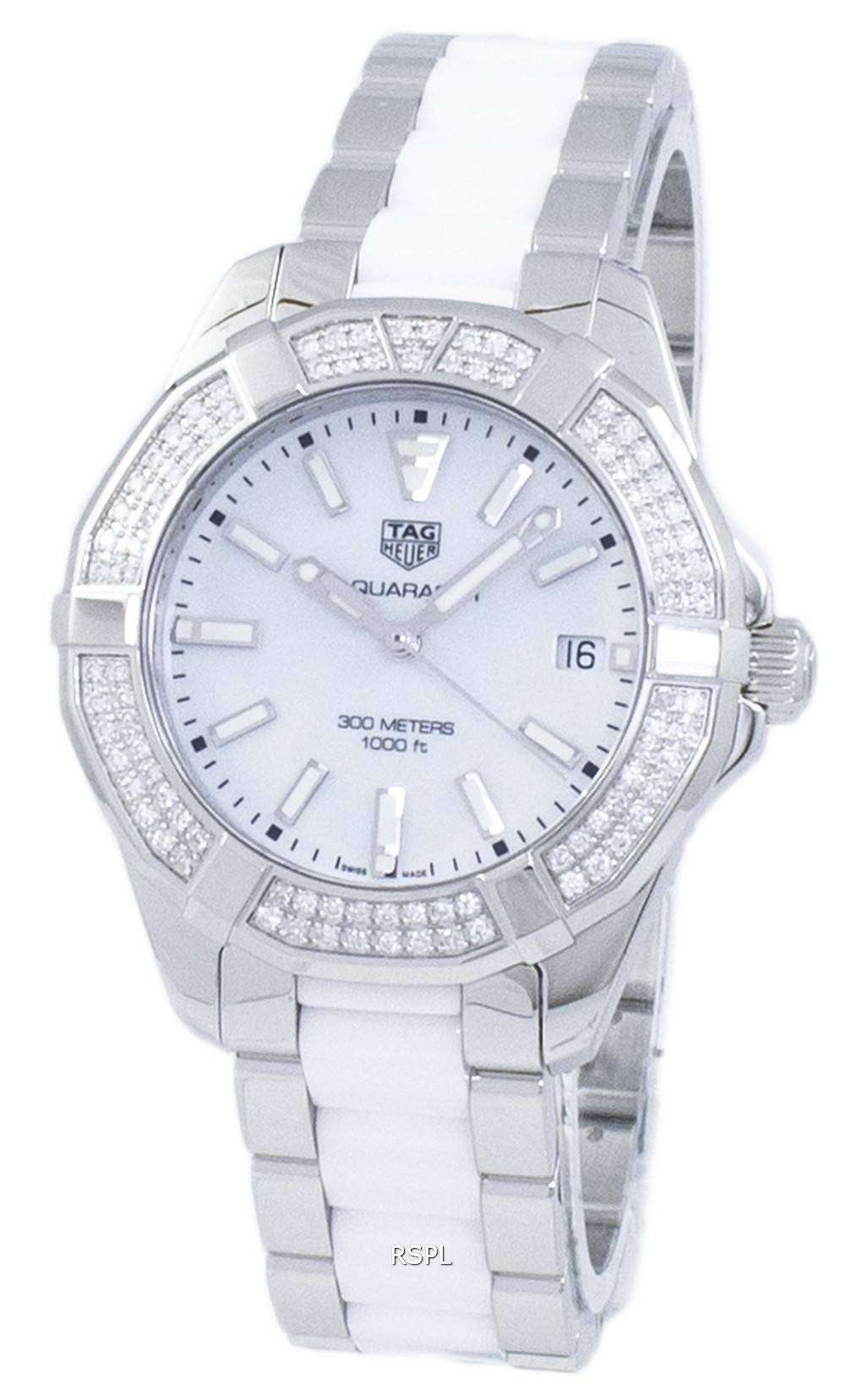 Tag Heuer Aquaracer Diamonds White Dial Two Tone Steel Strap Watch For Women Way131f Ba0914 -korean beauty