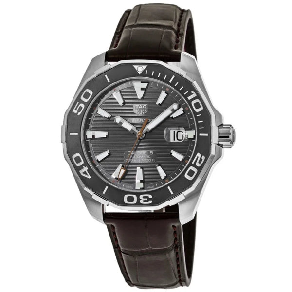 Tag Heuer Aquaracer Caliber 5 Black Dial Brown Leather Strap Watch For Men Way201m Fc6474 -korean beauty