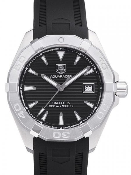 Tag Heuer Aquaracer Automatic Caliber 5 Black Dial Black Rubber Strap Watch For Men Way2110 Ft8021 -korean beauty
