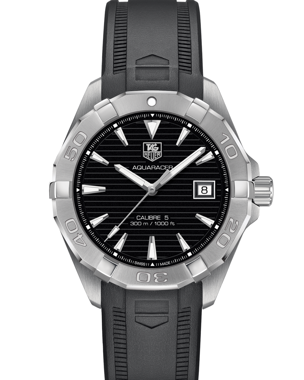 Tag Heuer Aquaracer Automatic Caliber 5 Black Dial Black Rubber Strap Watch For Men Way2110 Ft8021 -korean beauty