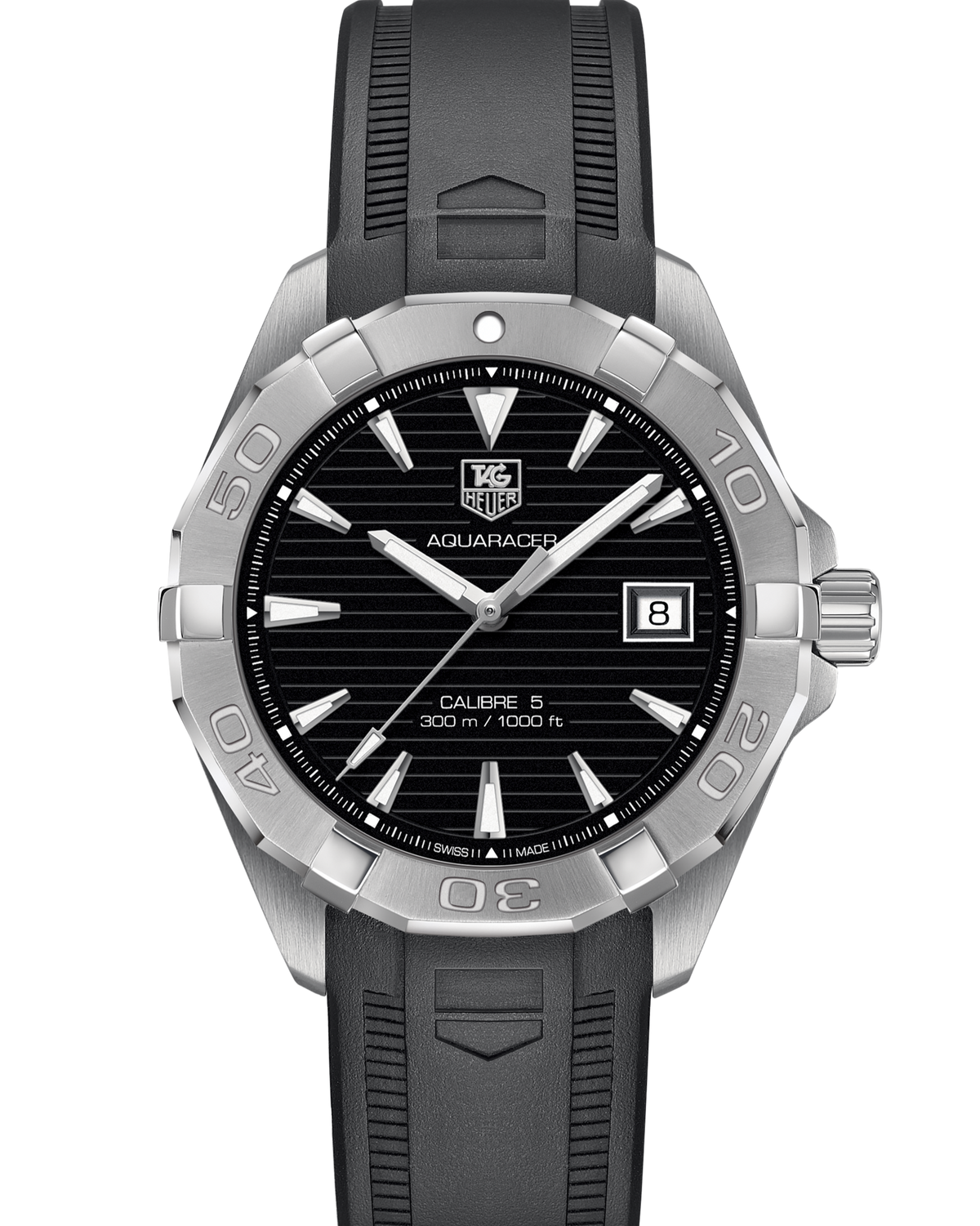 Tag Heuer Aquaracer Automatic Caliber 5 Black Dial Black Rubber Strap Watch For Men Way2110 Ft8021 -korean beauty