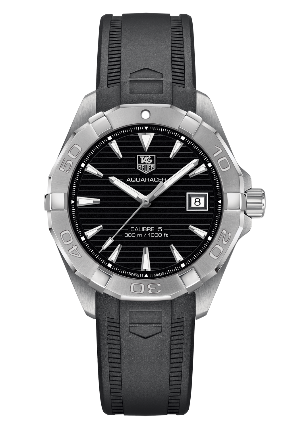 Tag Heuer Aquaracer Caliber 5 Automatic Black Dial Black Rubber Strap Watch For Men Way2113 Ft8021 -korean beauty