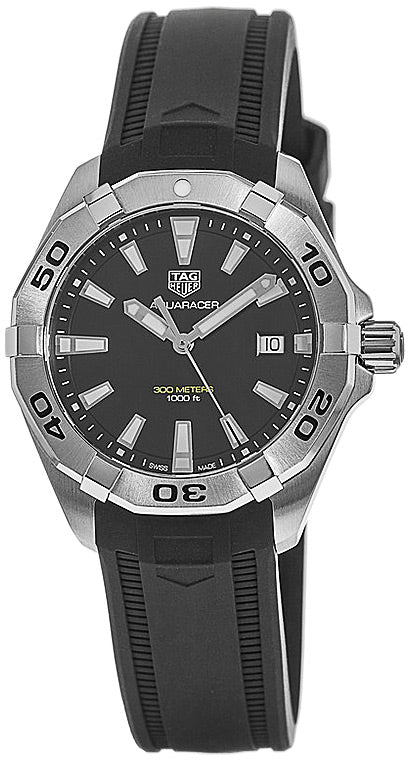 Tag Heuer Aquaracer Quartz Black Dial Black Rubber Strap Watch For Men Wbd1110 Ft8021 -korean beauty