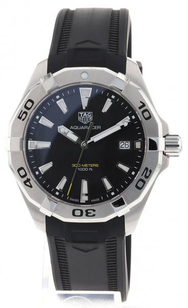 Tag Heuer Aquaracer Quartz Black Dial Black Rubber Strap Watch For Men Wbd1110 Ft8021 -korean beauty