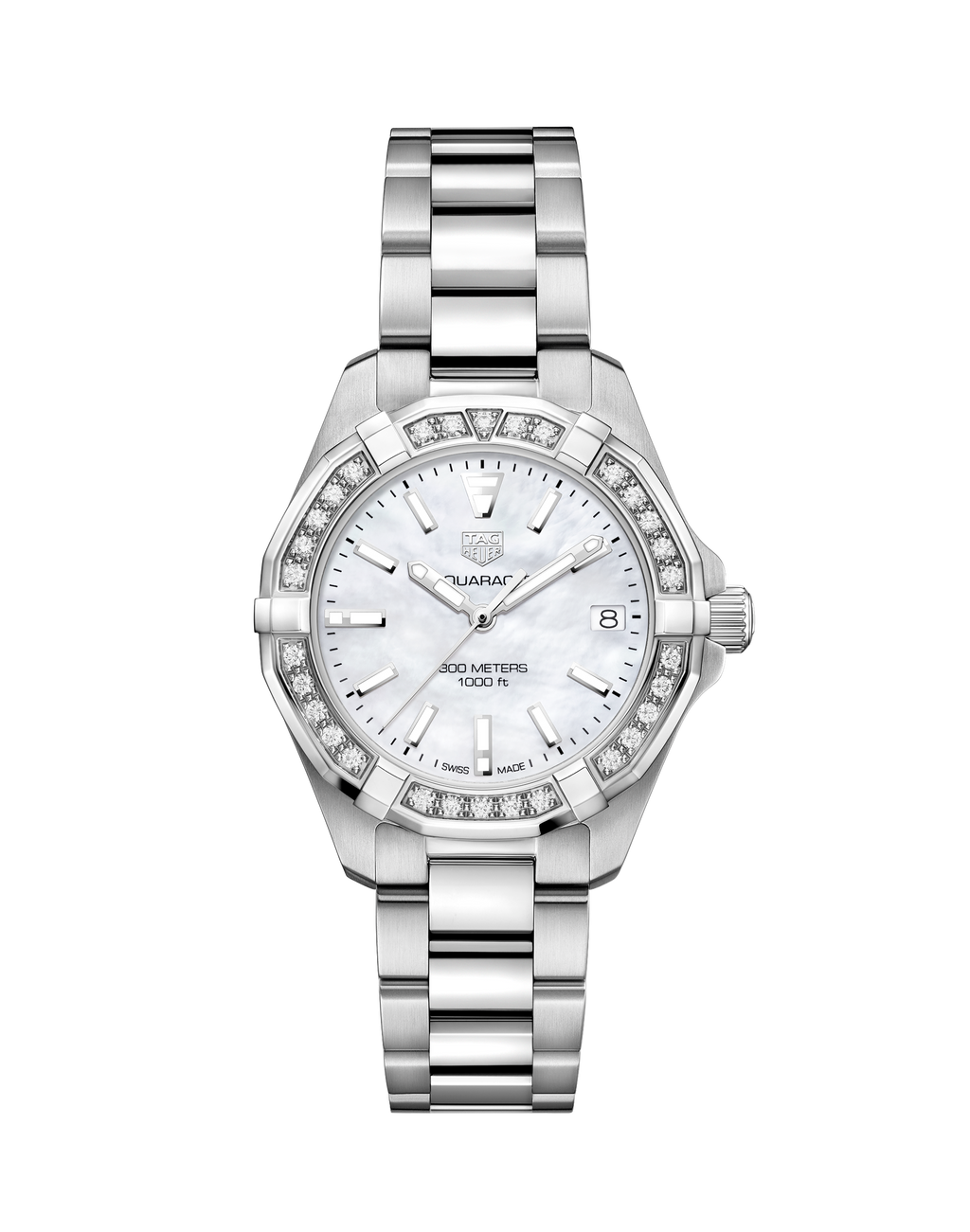 Tag Heuer Aquaracer Diamonds Mother Of Pearl Dial Silver Steel Strap Watch For Women Wbd1313 Ba0740 -korean beauty
