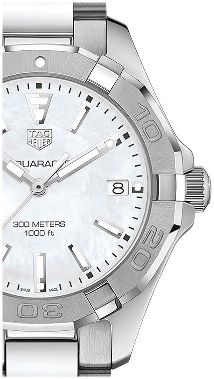 Tag Heuer Aquaracer Mother Of Pearl Dial Silver Steel Strap Watch For Women Wbd131a Ba0748 -korean beauty