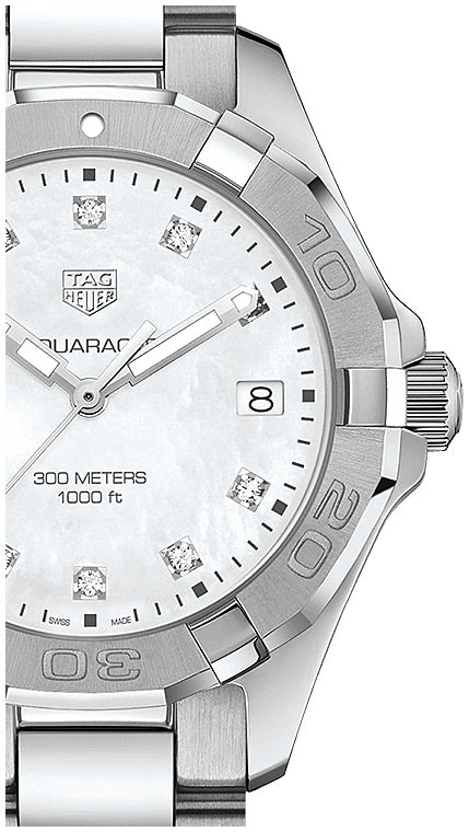 Tag Heuer Aquaracer Diamonds Mother Of Pearl Dial Silver Steel Strap Watch For Women Wbd131b Ba0748 -korean beauty