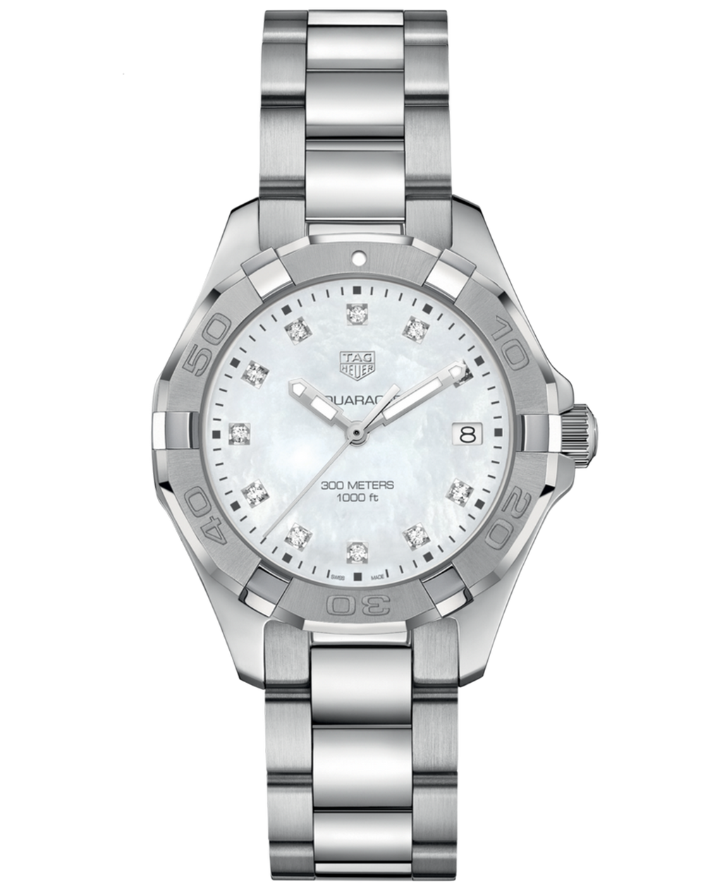Tag Heuer Aquaracer Diamonds Mother Of Pearl Dial Silver Steel Strap Watch For Women Wbd131b Ba0748 -korean beauty