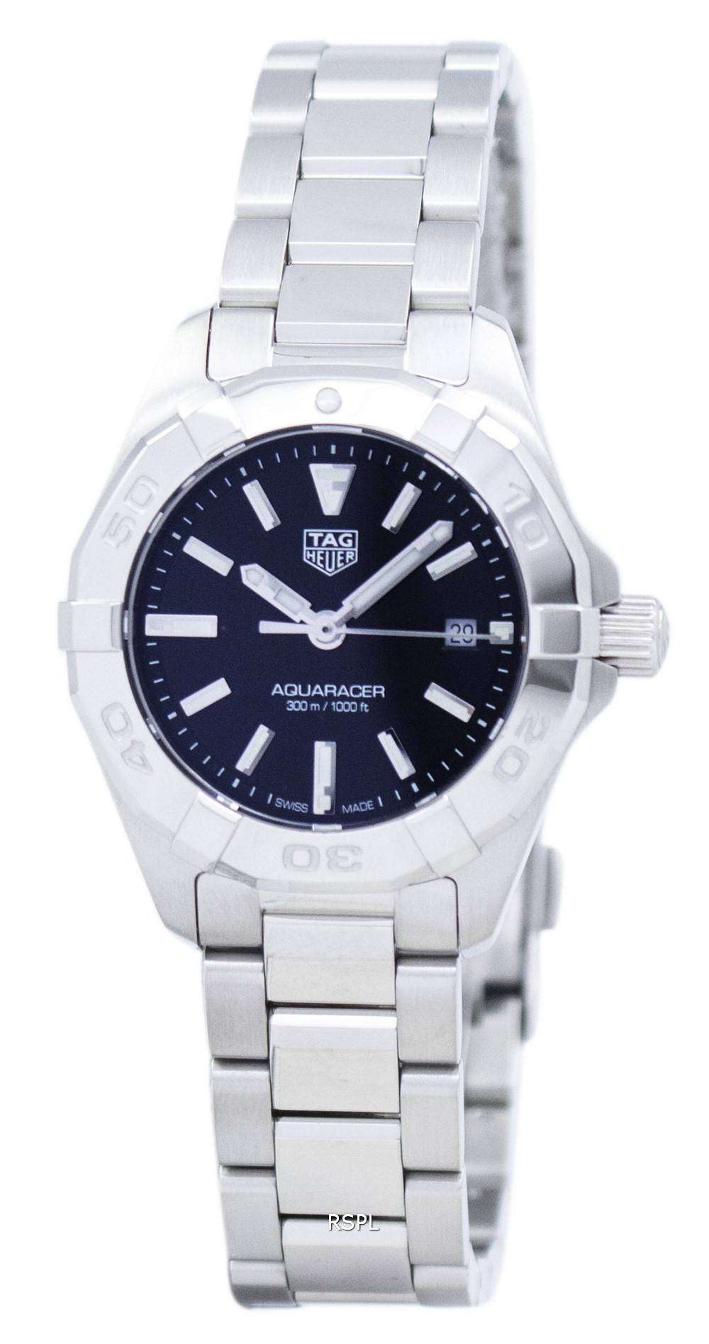 Tag Heuer Aquaracer Quartz Black Dial Silver Steel Strap Watch For Women Wbd1410 Ba0741 -korean beauty