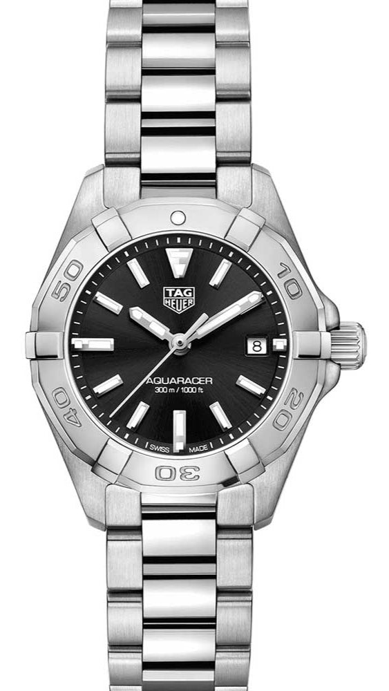 Tag Heuer Aquaracer Quartz Black Dial Silver Steel Strap Watch For Women Wbd1410 Ba0741 -korean beauty