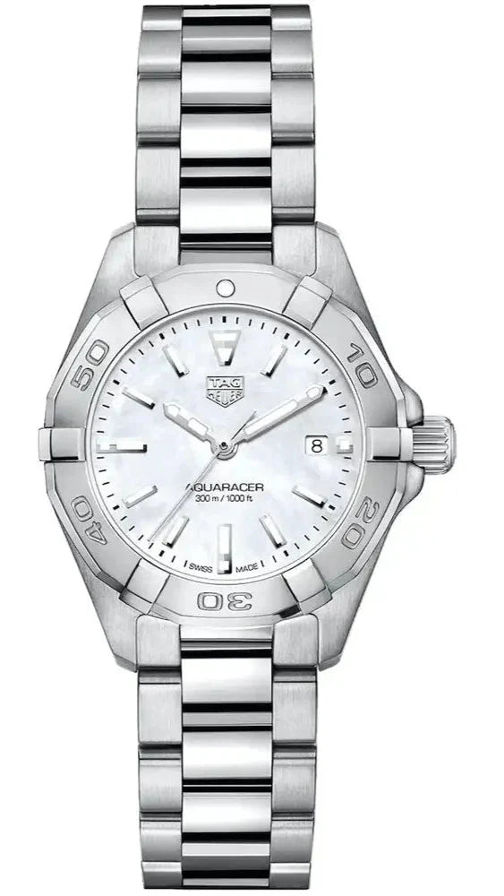 Tag Heuer Aquaracer Quartz Mother Of Pearl White Dial Silver Steel Strap Watch For Women Wbd1411 Ba0741 -korean beauty