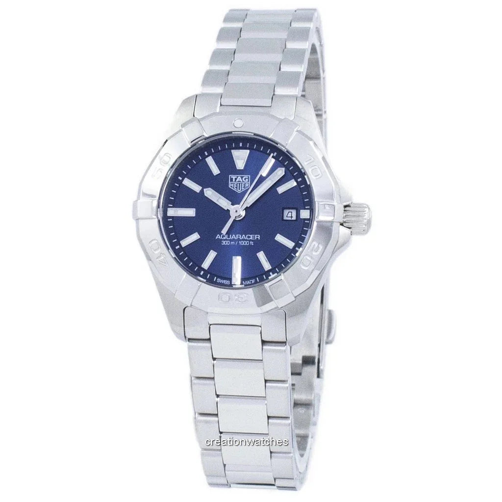 Tag Heuer Aquaracer Blue Dial Silver Steel Strap Watch For Women Wbd1412 Ba0741 -korean beauty