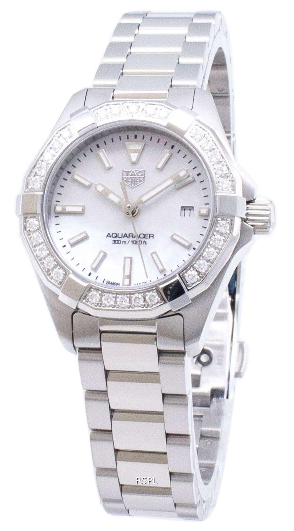 Tag Heuer Aquaracer Diamonds Mother Of Pearl White Dial Silver Steel Strap Watch For Women Wbd1413 Ba0741 -korean beauty