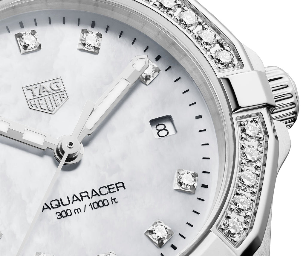 Tag Heuer Aquaracer Diamonds White Dial Silver Steel Strap Watch For Women Wbd1415 Ba0741 -korean beauty