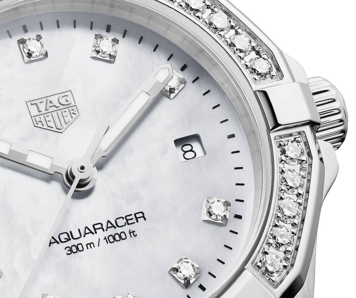 Tag Heuer Aquaracer Diamonds White Dial Silver Steel Strap Watch For Women Wbd1415 Ba0741 -korean beauty