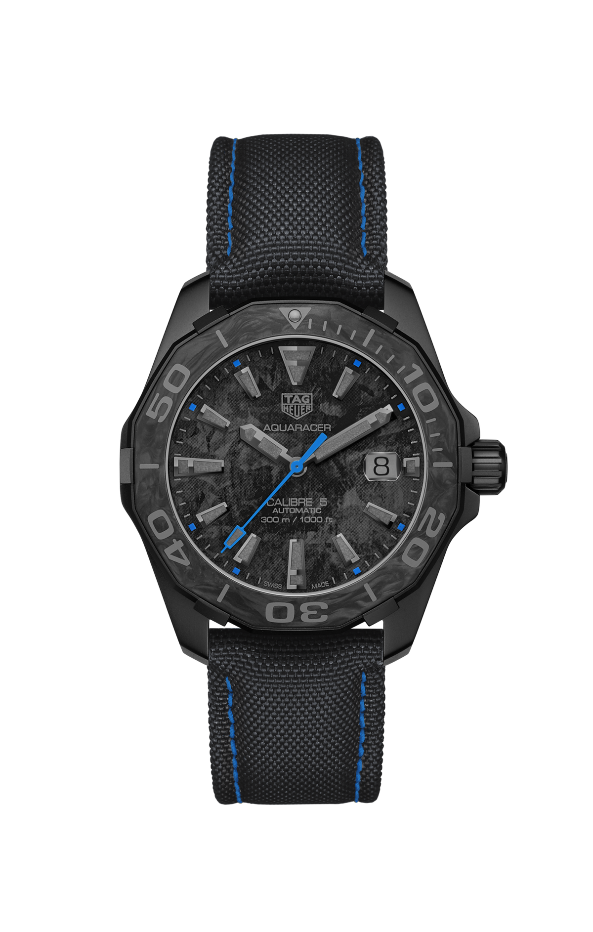 Tag Heuer Aquaracer Calibre 5 Black Nylon Strap Carbon Dial Watch For Men Wbd218c Fc6447 -korean beauty
