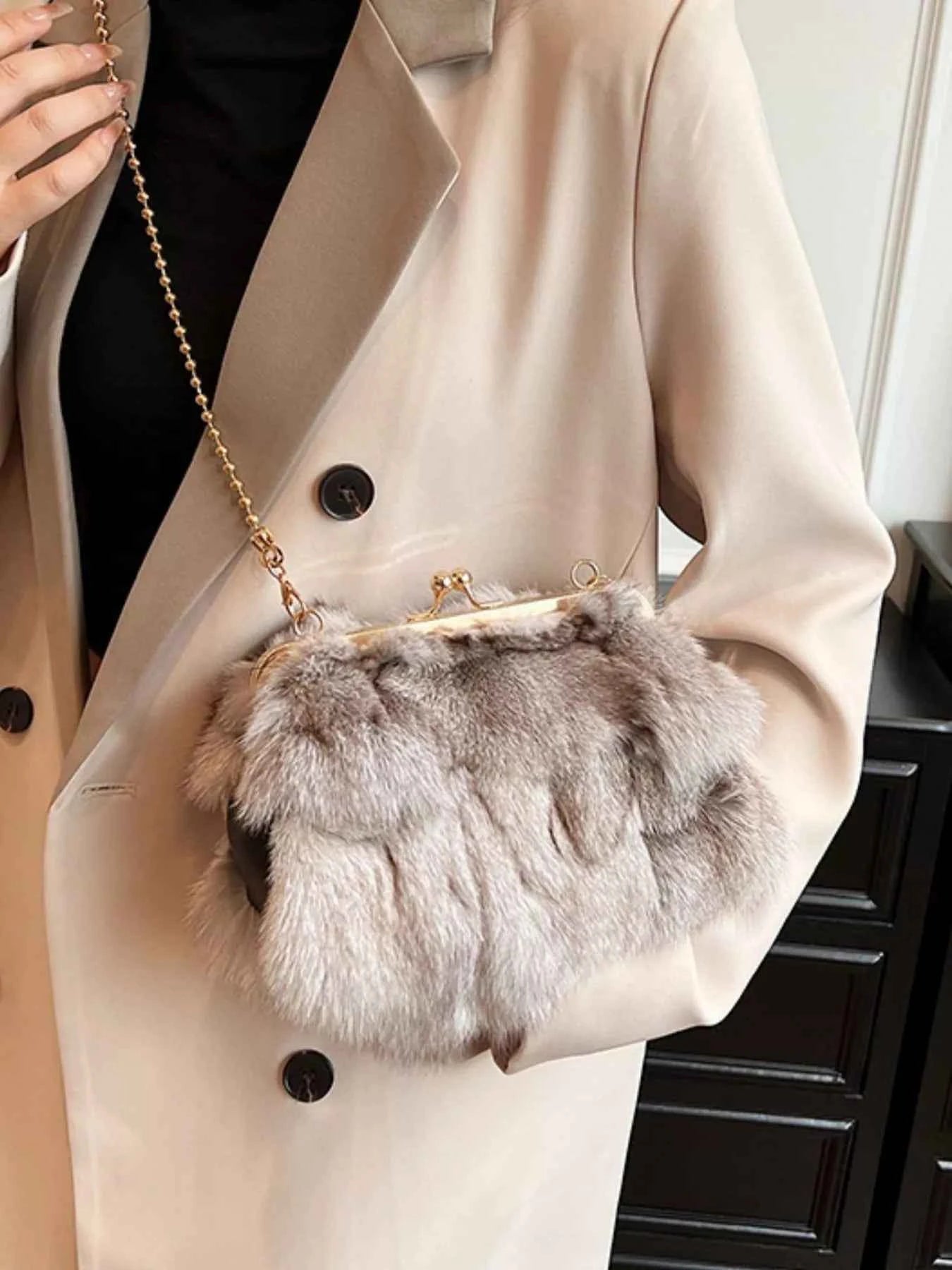 Furry Chain Crossbody Bag