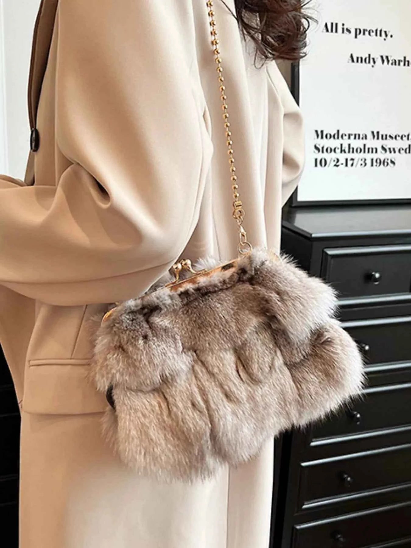 Furry Chain Crossbody Bag