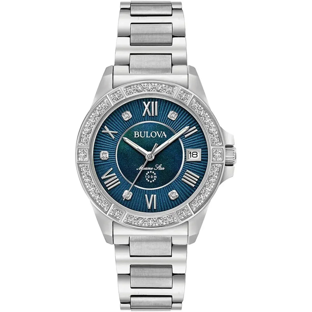 Bulova Marine Star Ladies Silver Watch 96r215 -korean beauty