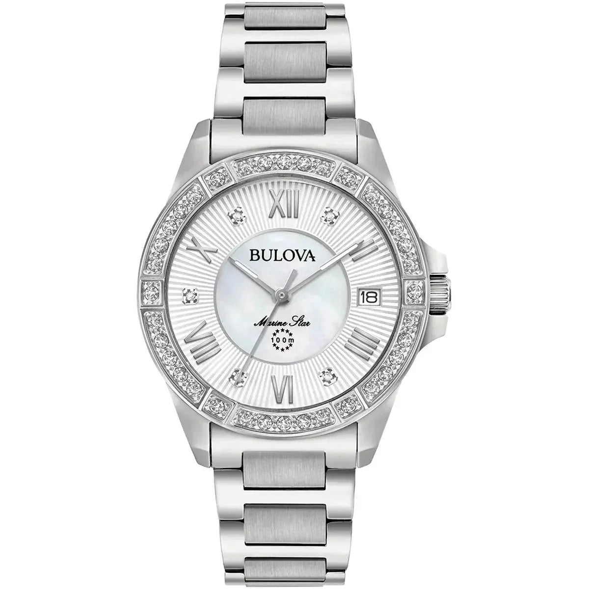 Bulova Marine Star Ladies Silver Watch 96r232 -korean beauty
