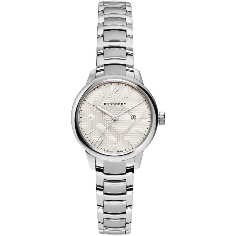 Ladies Silver The Classic Stainless Steel Burberry Watch Bu10108 -korean beauty