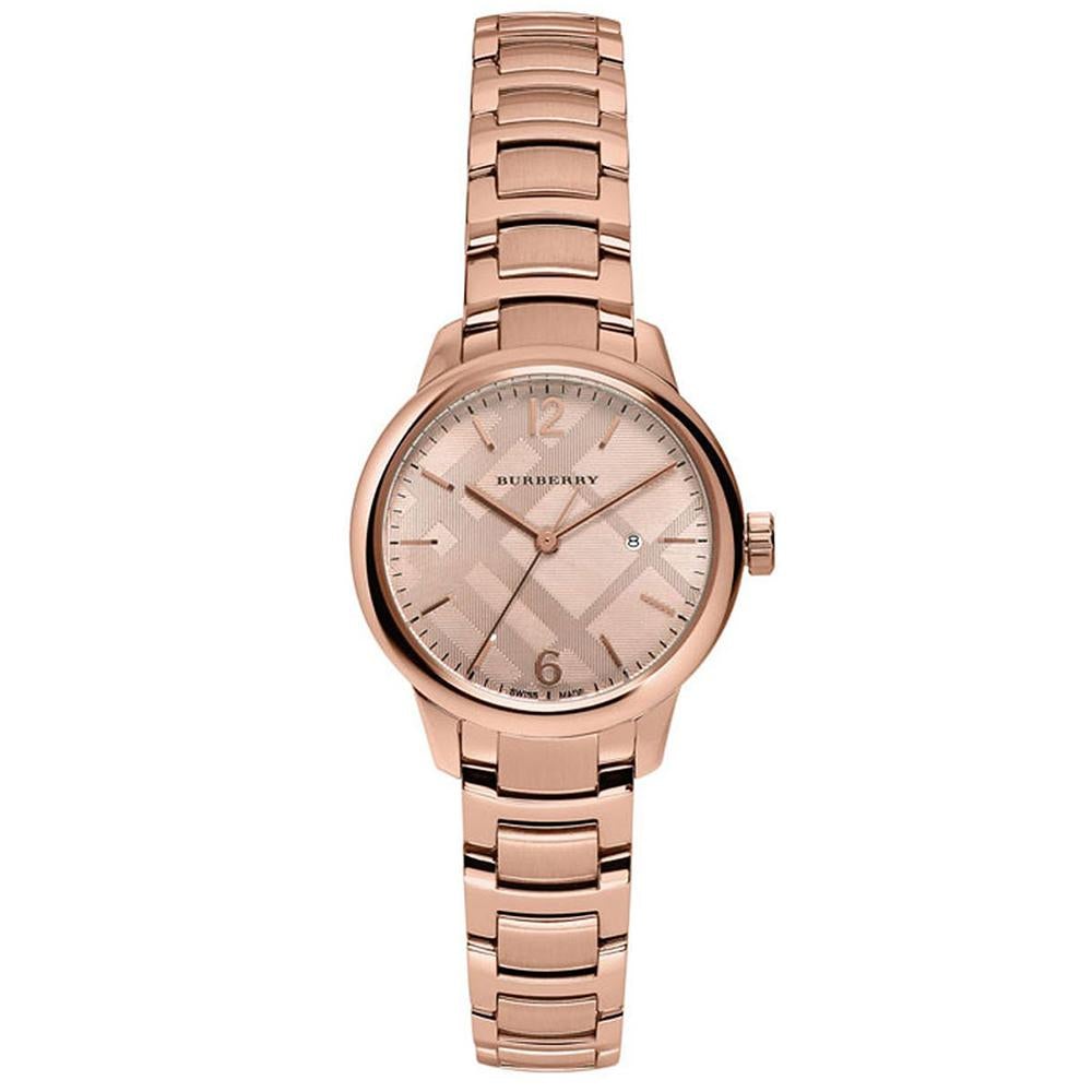 Ladies Rose Gold Swiss Stainless Steel Burberry Bracelet Watch Bu10116 -korean beauty