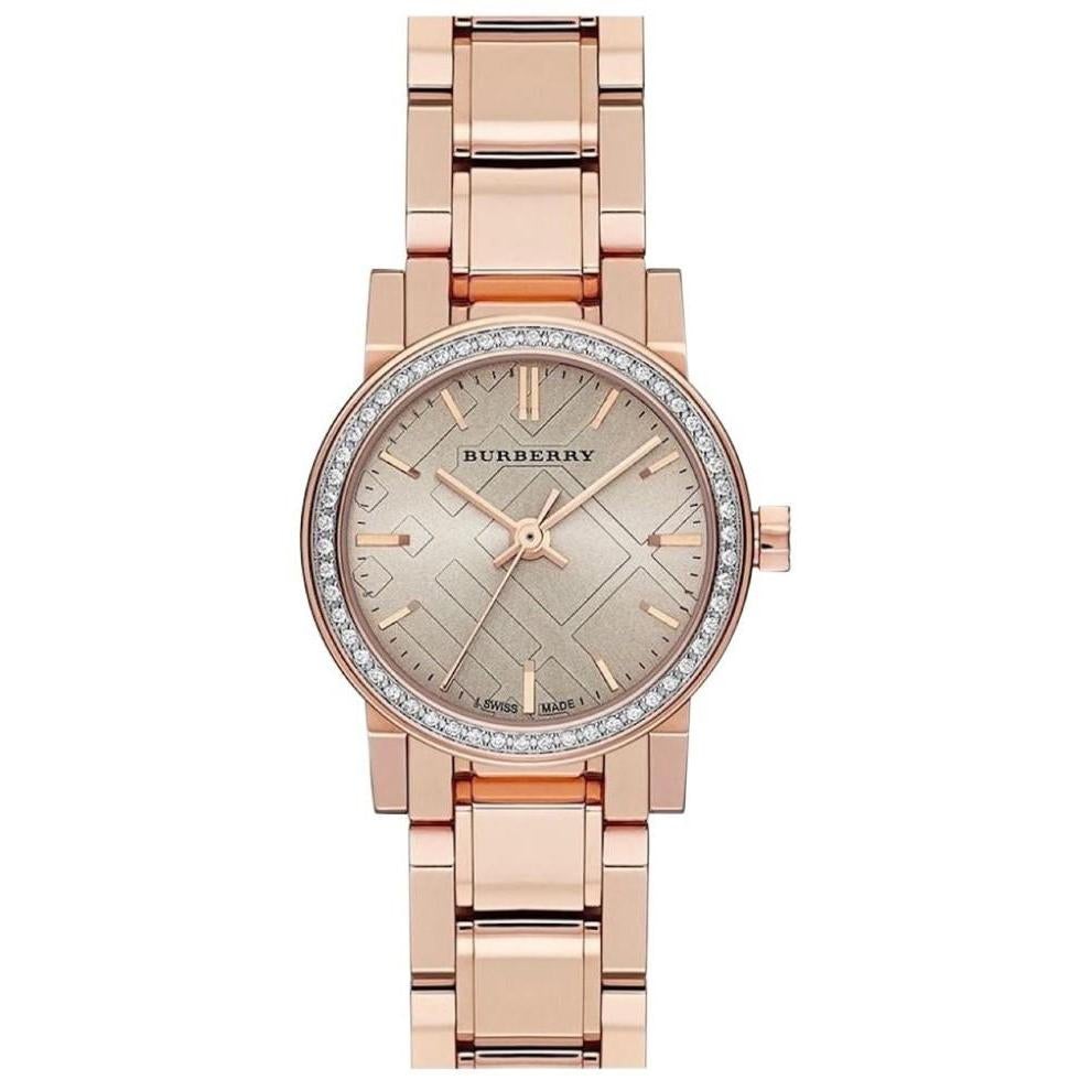 Ladies The City Diamond Rose Gold Stainless Steel Burberry Watch Bu9225 -korean beauty