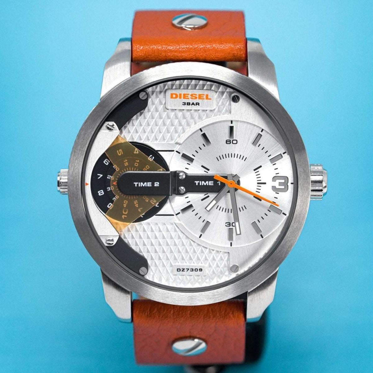Diesel Dz7309 Men S Mini Daddy Silver Brown Watch -korean beauty