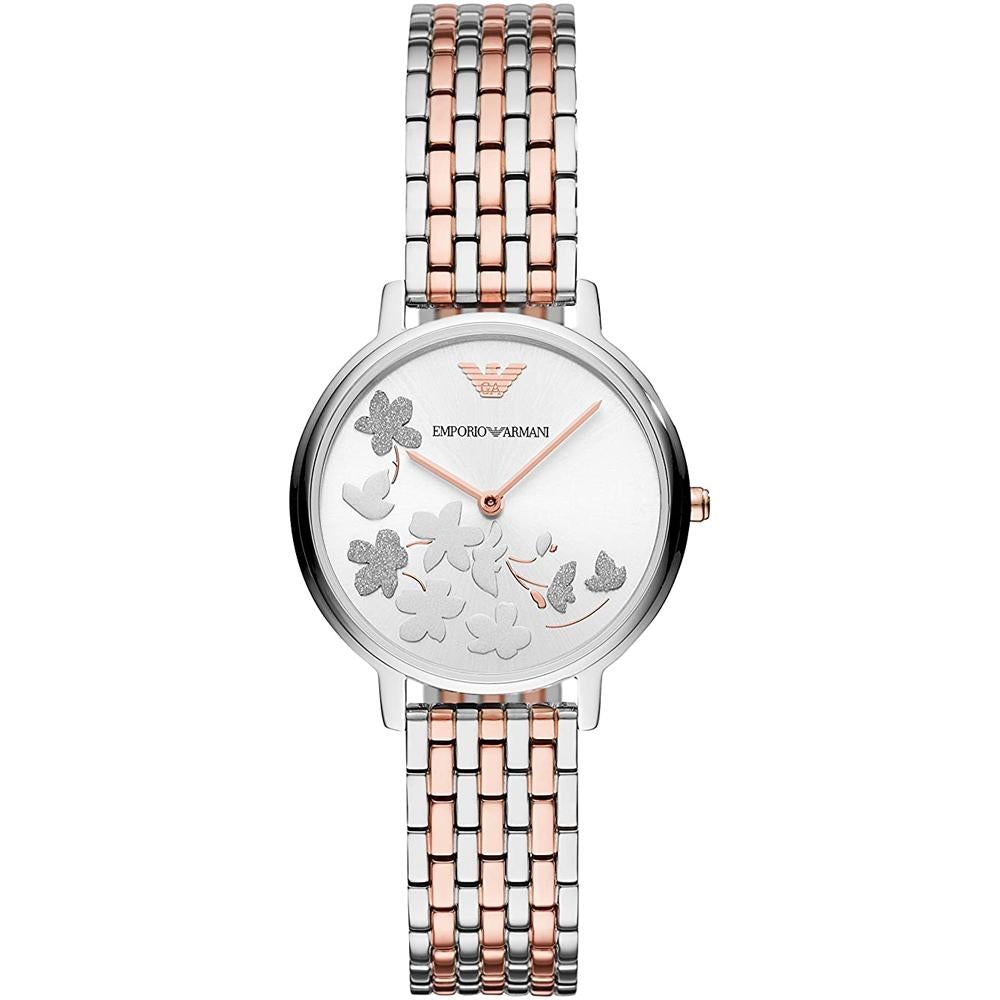 Emporio Armani Ar11113 Ladies Silver Rose Gold Watch -korean beauty