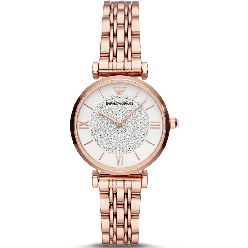 Emporio Armani Ar11244 Ladies Rose Gold Glitz Watch -korean beauty