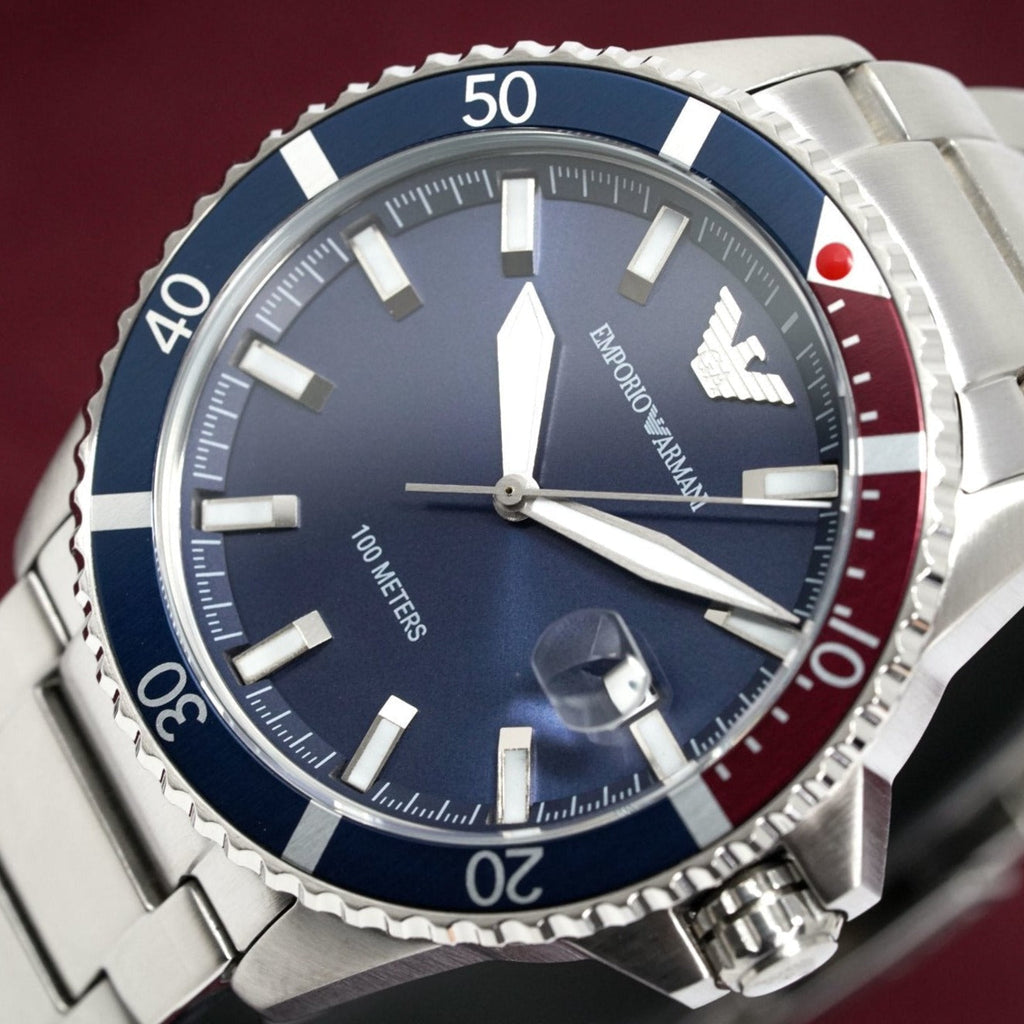 Emporio Armani Ar11339 Men S Diver Steel Blue Watch -korean beauty