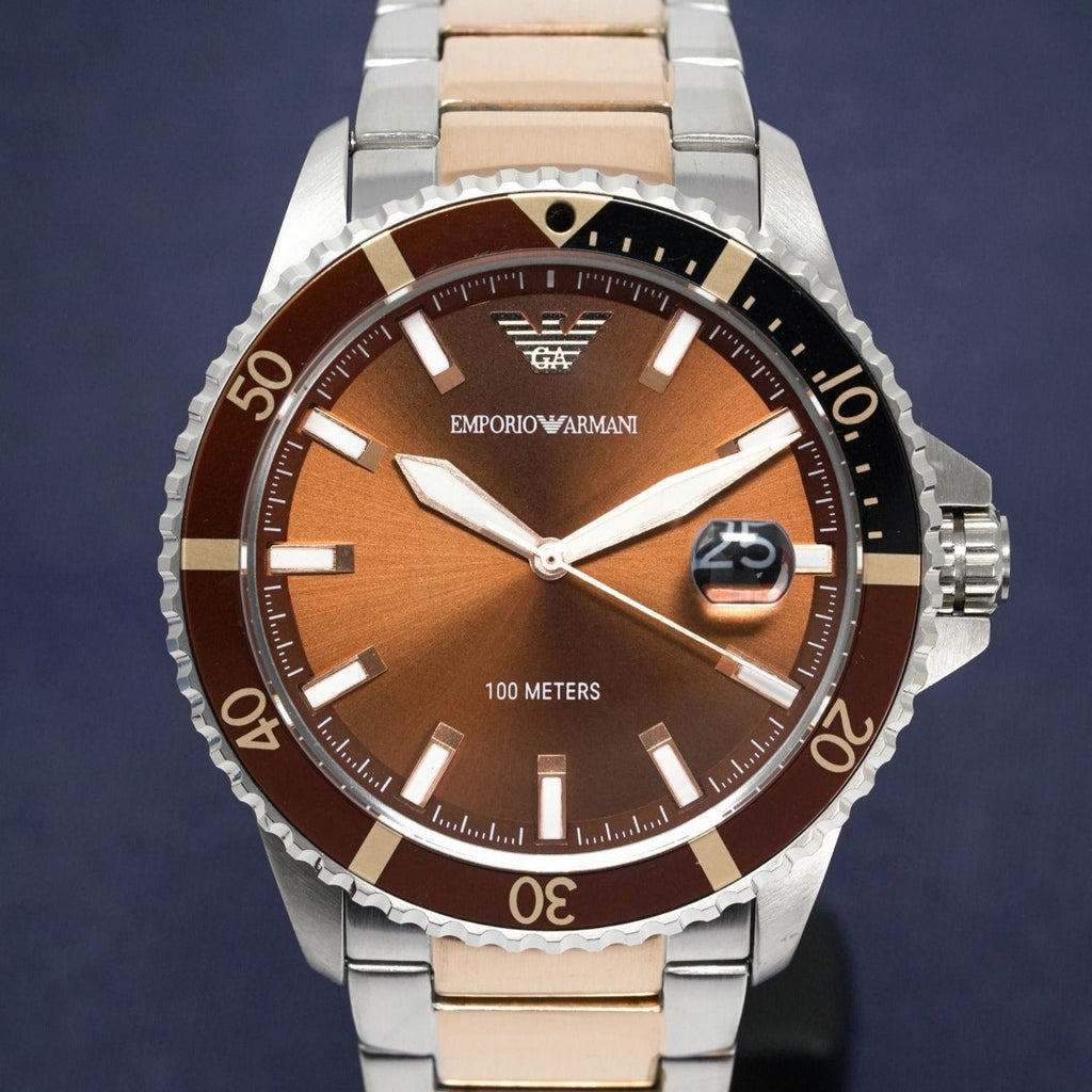 Emporio Armani Ar11340 Men S Diver Two Tone Rose Gold Watch -korean beauty