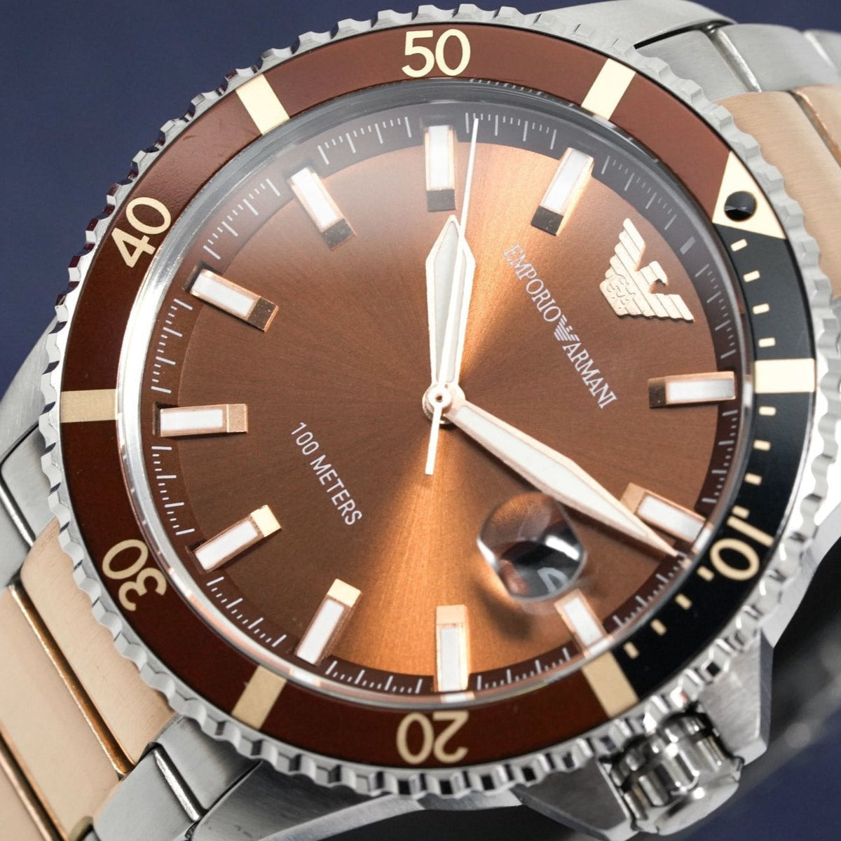 Emporio Armani Ar11340 Men S Diver Two Tone Rose Gold Watch -korean beauty