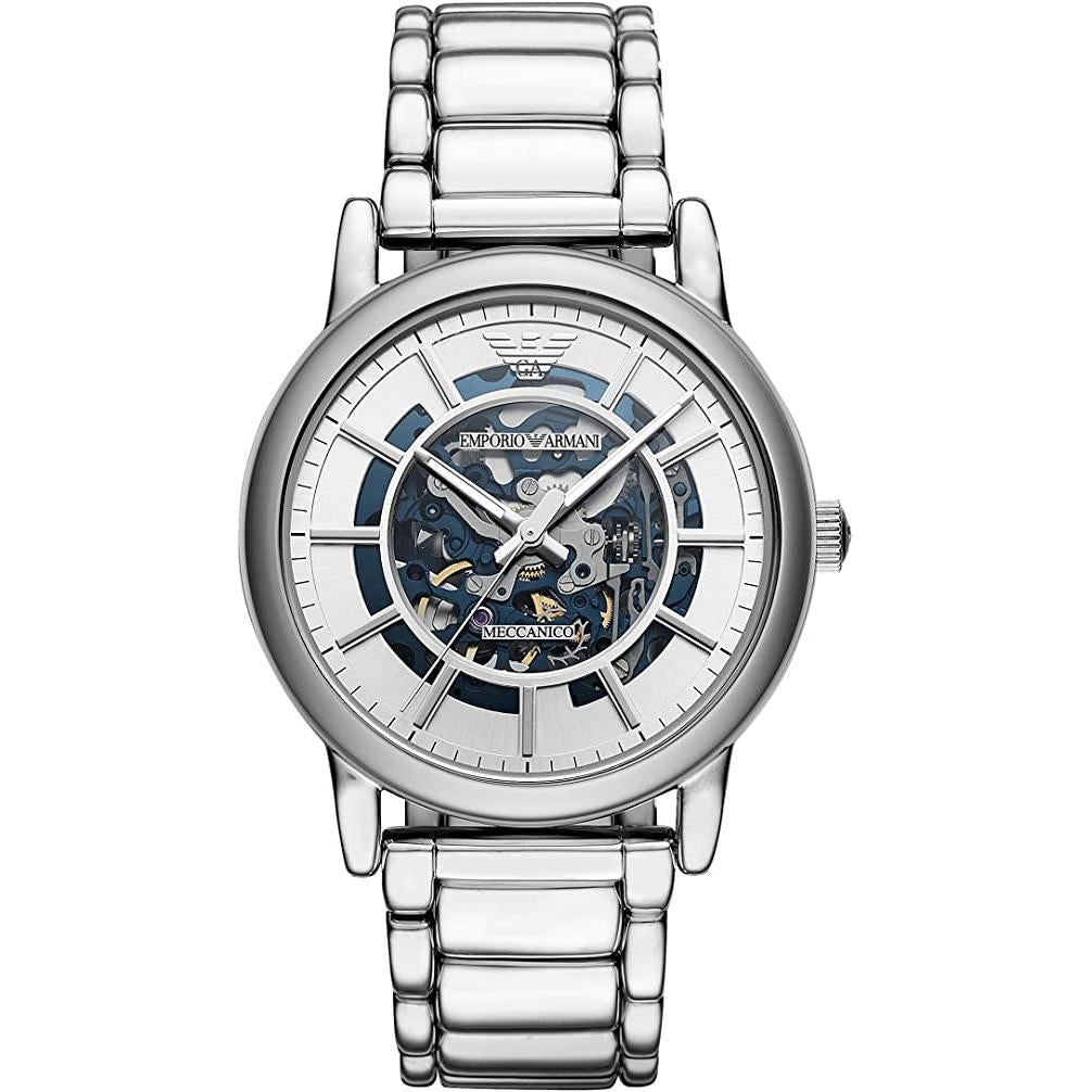 Emporio Armani Ar60006 Men S Meccanico Silver Watch -korean beauty