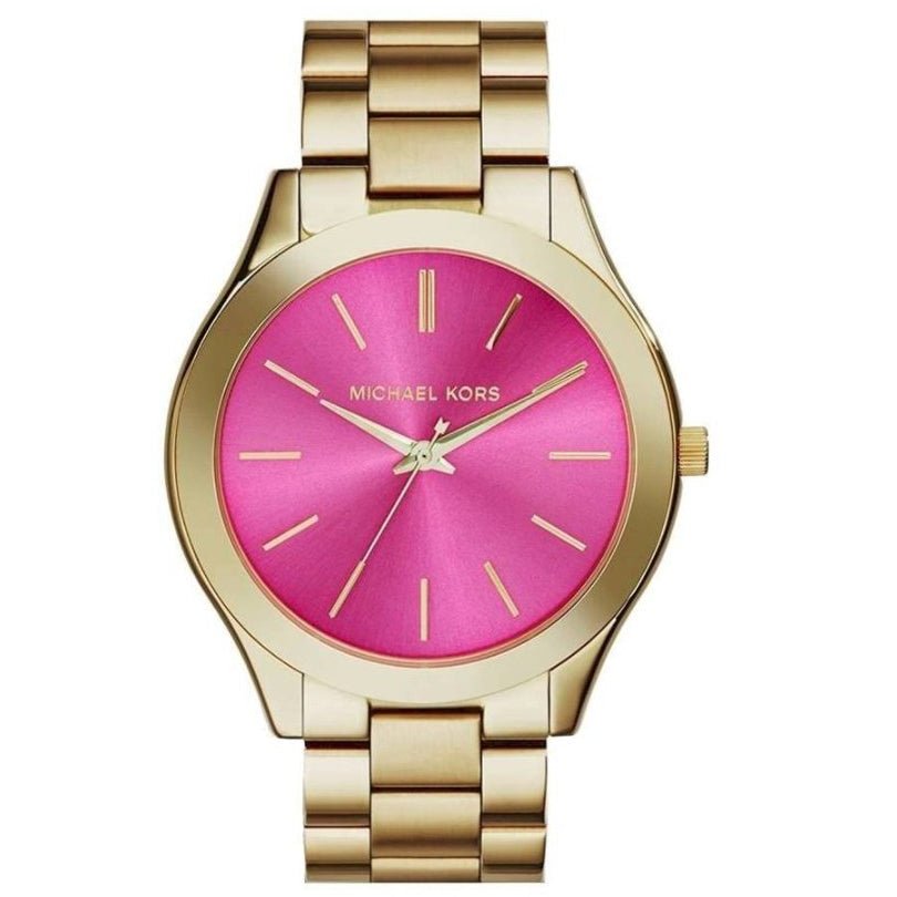 Michael Kors Mk3264 Ladies Slim Runway Gold Pink Watch -korean beauty