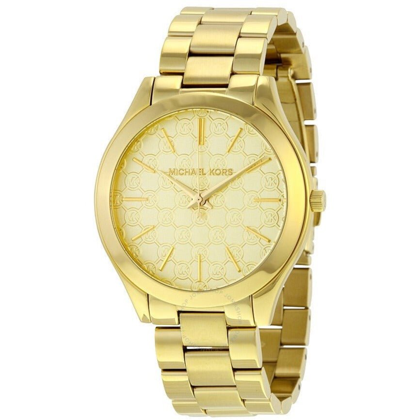 Michael Kors Mk3335 Ladies Slim Runway Gold Motif Watch -korean beauty
