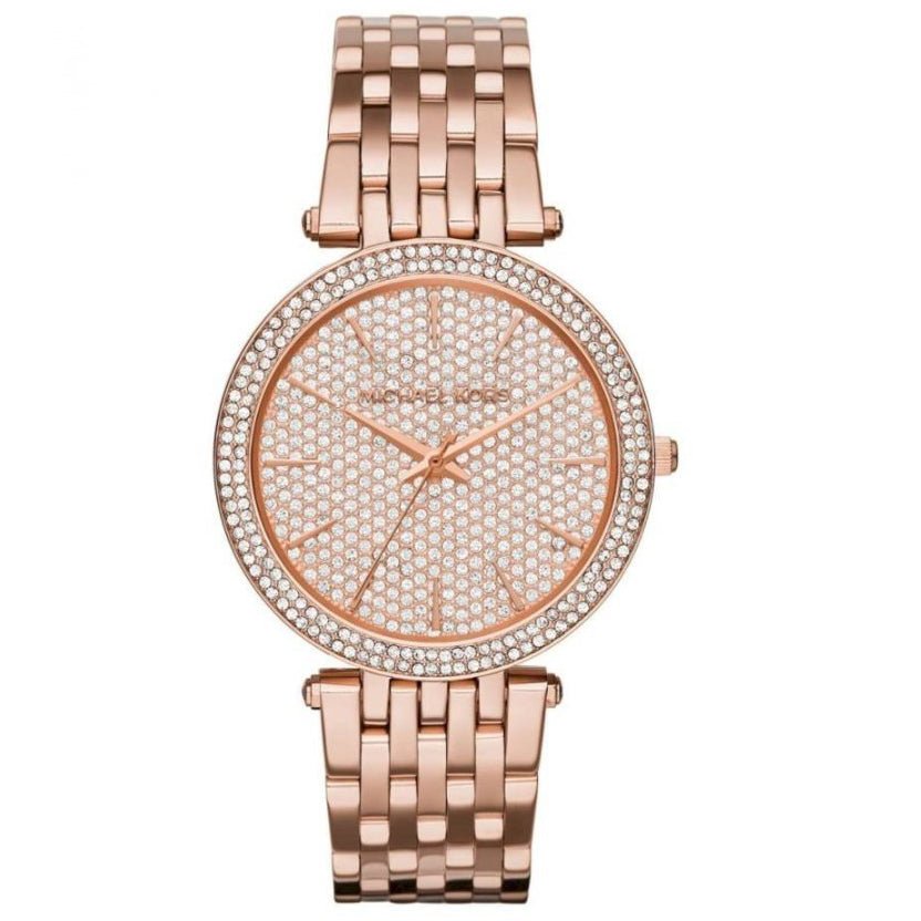 Michael Kors Mk3439 Ladies Darci Rose Gold Pave Watch -korean beauty