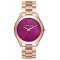 Michael Kors Mk3550 Ladies Slim Runway Rose Gold Plum Watch -korean beauty