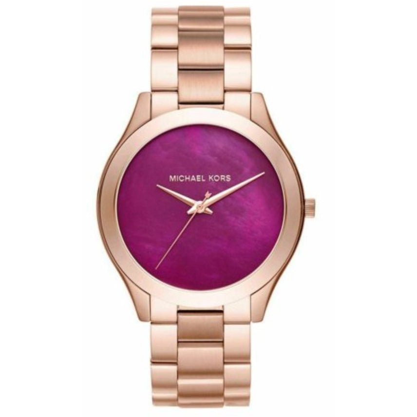 Michael Kors Mk3550 Ladies Slim Runway Rose Gold Plum Watch -korean beauty