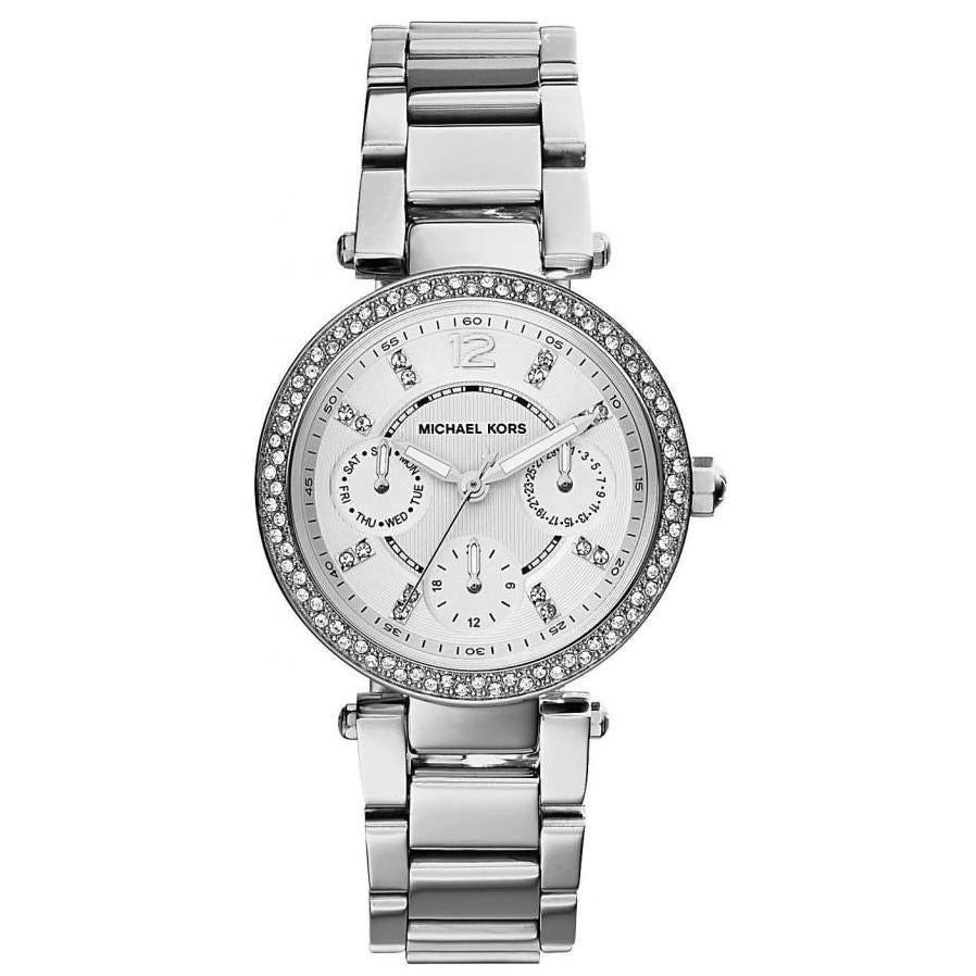 Michael Kors Mk5615 Ladies Mini Parker Silver Chronograph Watch -korean beauty