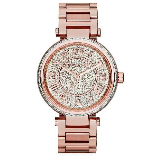 Michael Kors Mk5868 Ladies Skylar Crystal Rose Gold Watch -korean beauty