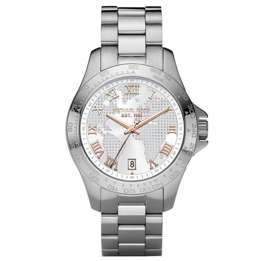Michael Kors Mk5958 Ladies Layton Silver Pave Dial Watch -korean beauty