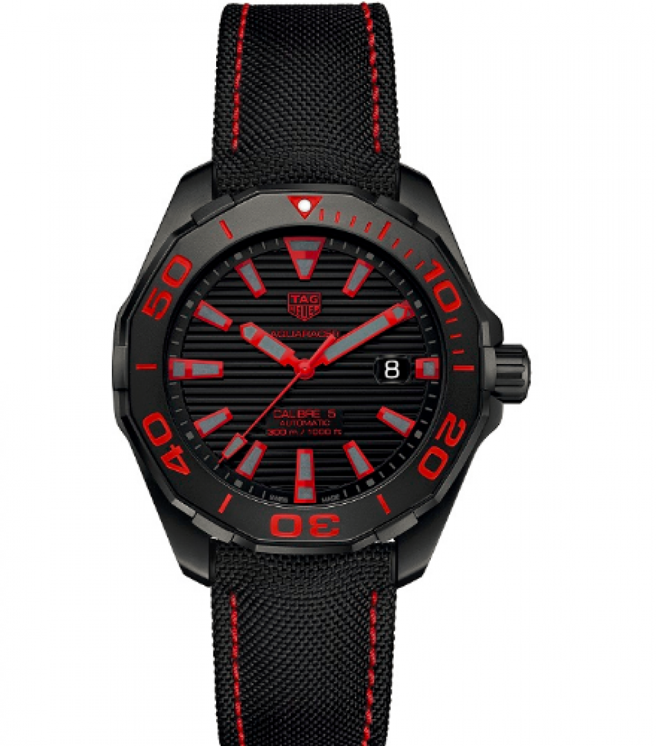 Tag Heuer Aquaracer Caliber 5 Black Dial Black Nylon Strap Watch For Men Way208a Fc6381 -korean beauty
