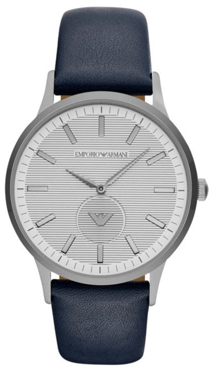 Emporio Armani Renato White Dial Blue Leather Strap Watch For Men Ar11119 -korean beauty