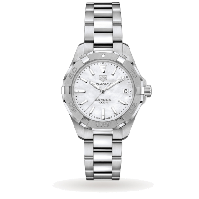 Tag Heuer Aquaracer Mother Of Pearl Dial Silver Steel Strap Watch For Women Wbd131a Ba0748 -korean beauty