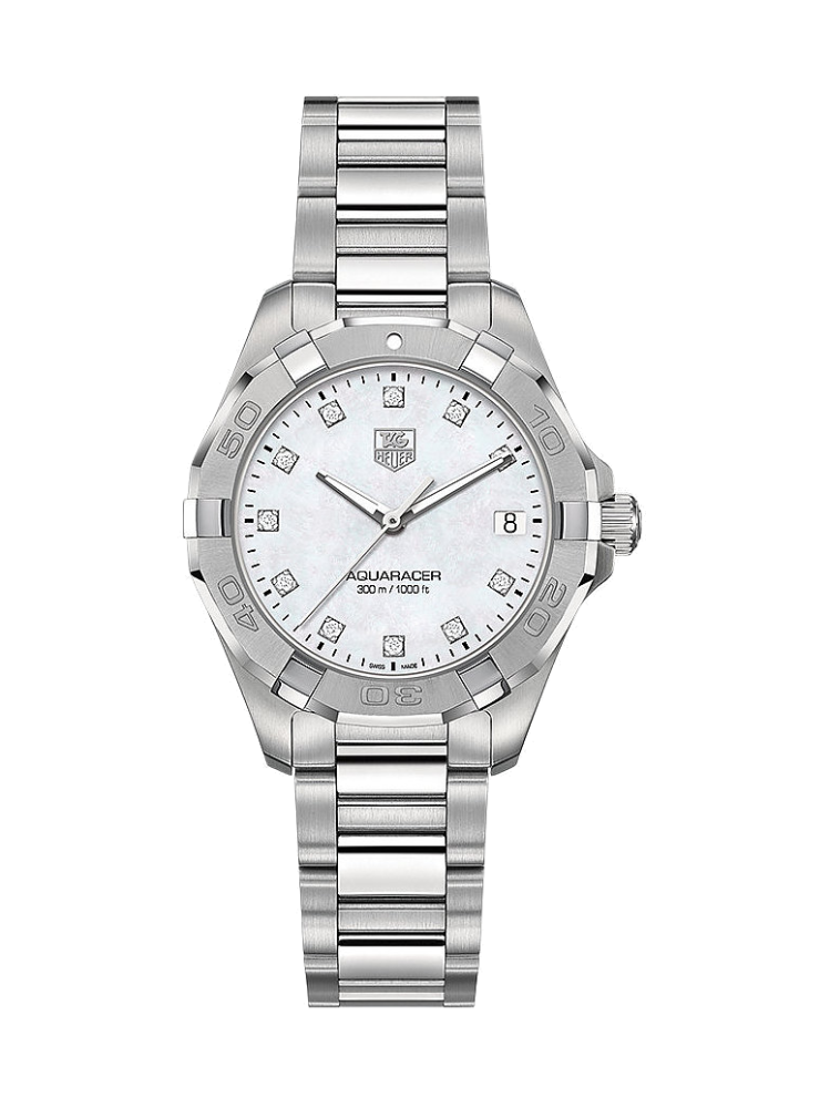 Tag Heuer Aquaracer Diamonds Mother Of Pearl Dial Silver Steel Strap Watch For Women Wbd131b Ba0748 -korean beauty